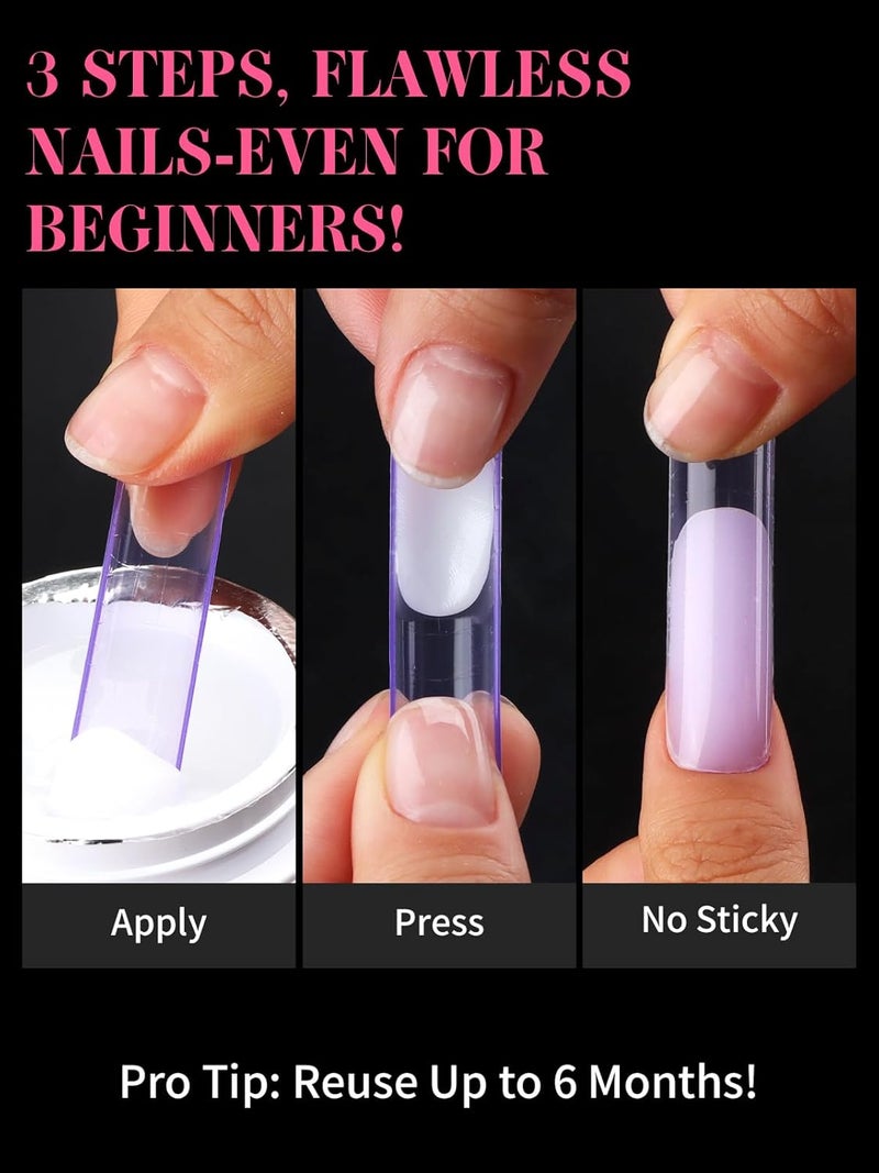 EBANKU Dual Nail Forms for Poly Extension Gel, 120 PCS Purple Square Nail Molds Reusable 12 Sizes Nail Extension Forms for Builder Gel Manicure Design Salon DIY - Image 5